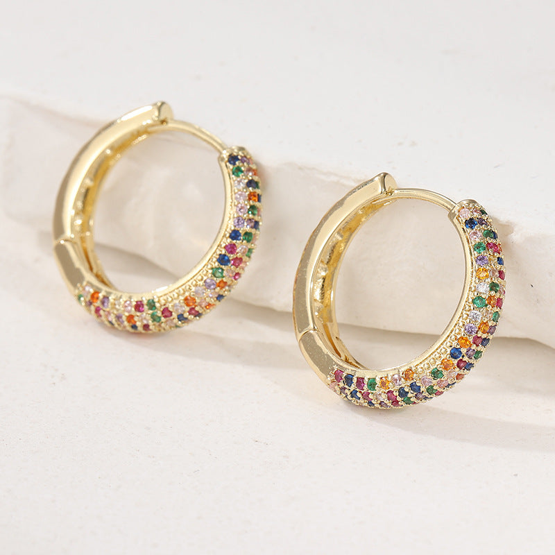 Vintage Turquoise Beaded Hoop Earrings Gold Tone Brass Women Boho Daily Party Fashion Jewelry Elegant