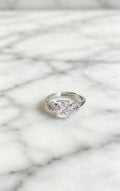 Minimalist Sugar Cube Adjustable Ring in Silver with Crystal Accents