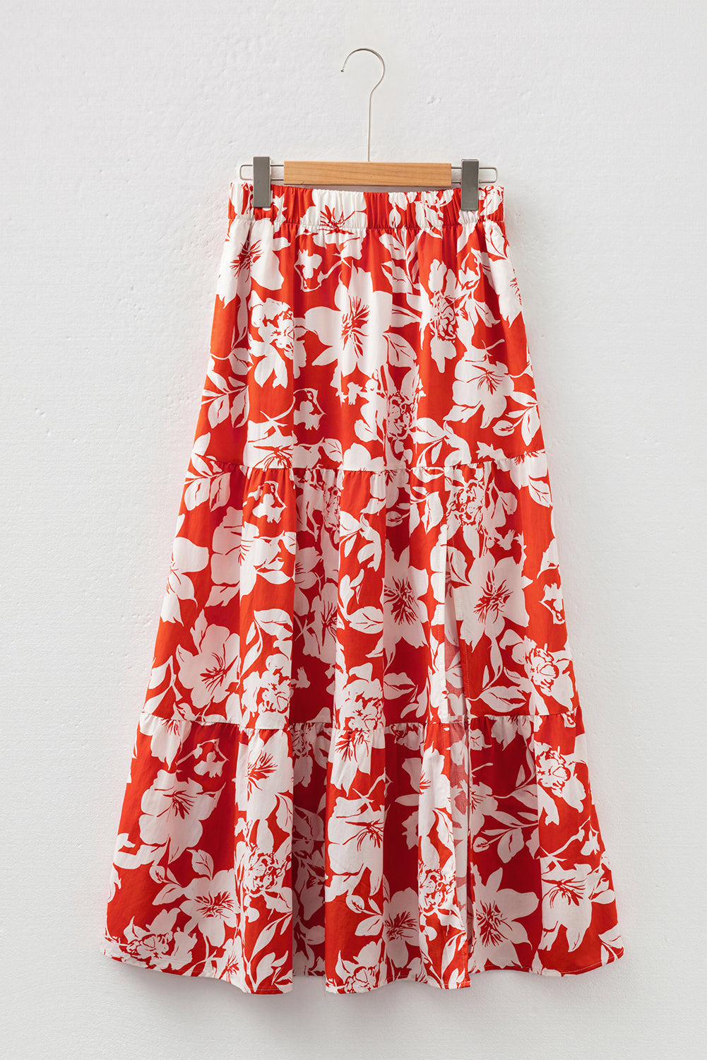 Floral Western Maxi Skirt with High Split