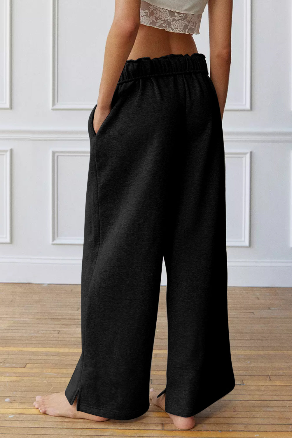 Women's Wide Leg Active Pants with Adjustable Drawstring Waist