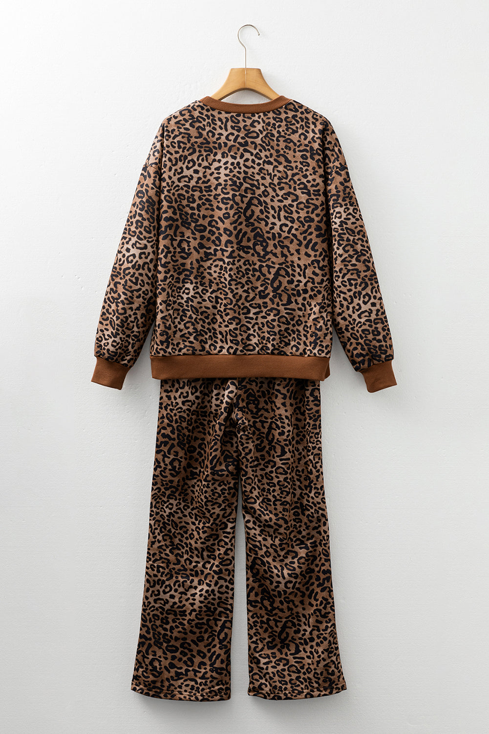 Leopard Bow Embroidered Top and Pants Set