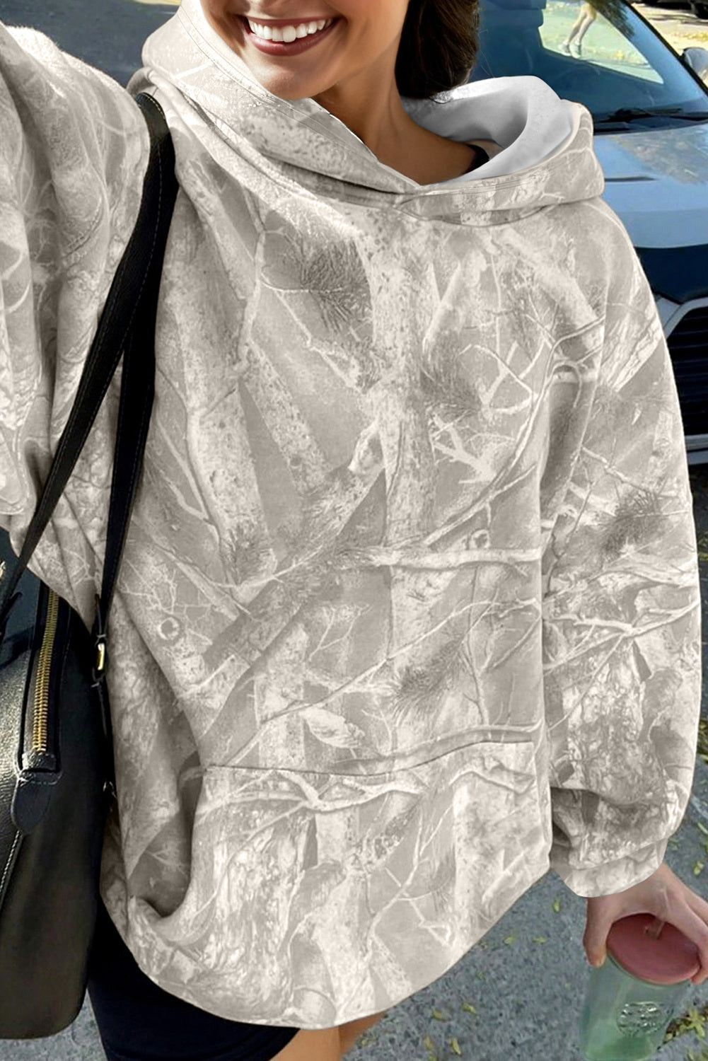 Camo Kangaroo Pocket Drop Shoulder Hoodie