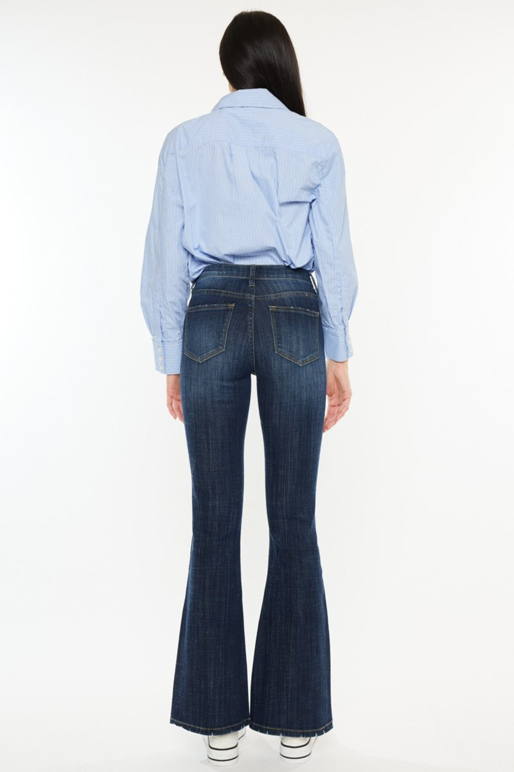 KanCan Mid Rise Flare Jeans in Dark Stone Wash Denim