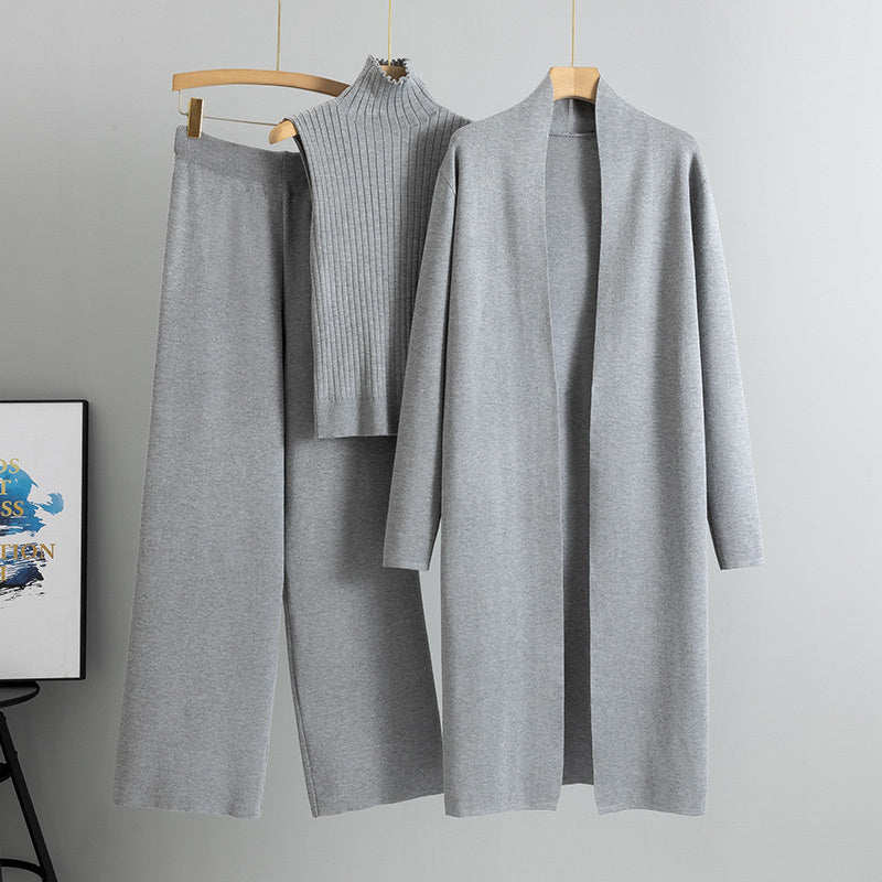 3-Piece Women's Knit Lounge Set: Sleeveless Vest, Cardigan & Pants