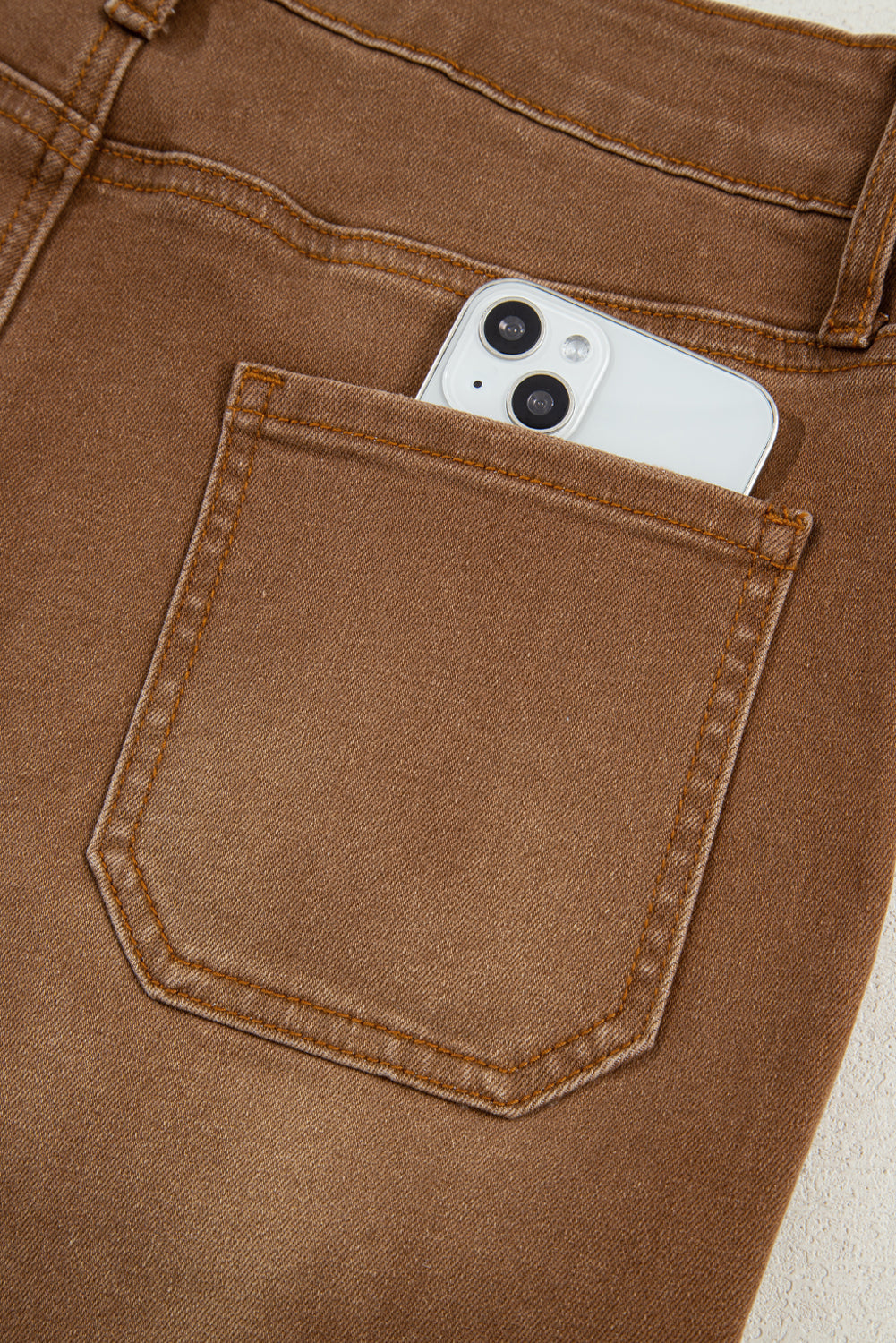 Breen Cropped High Rise Wide Leg Brown Jeans