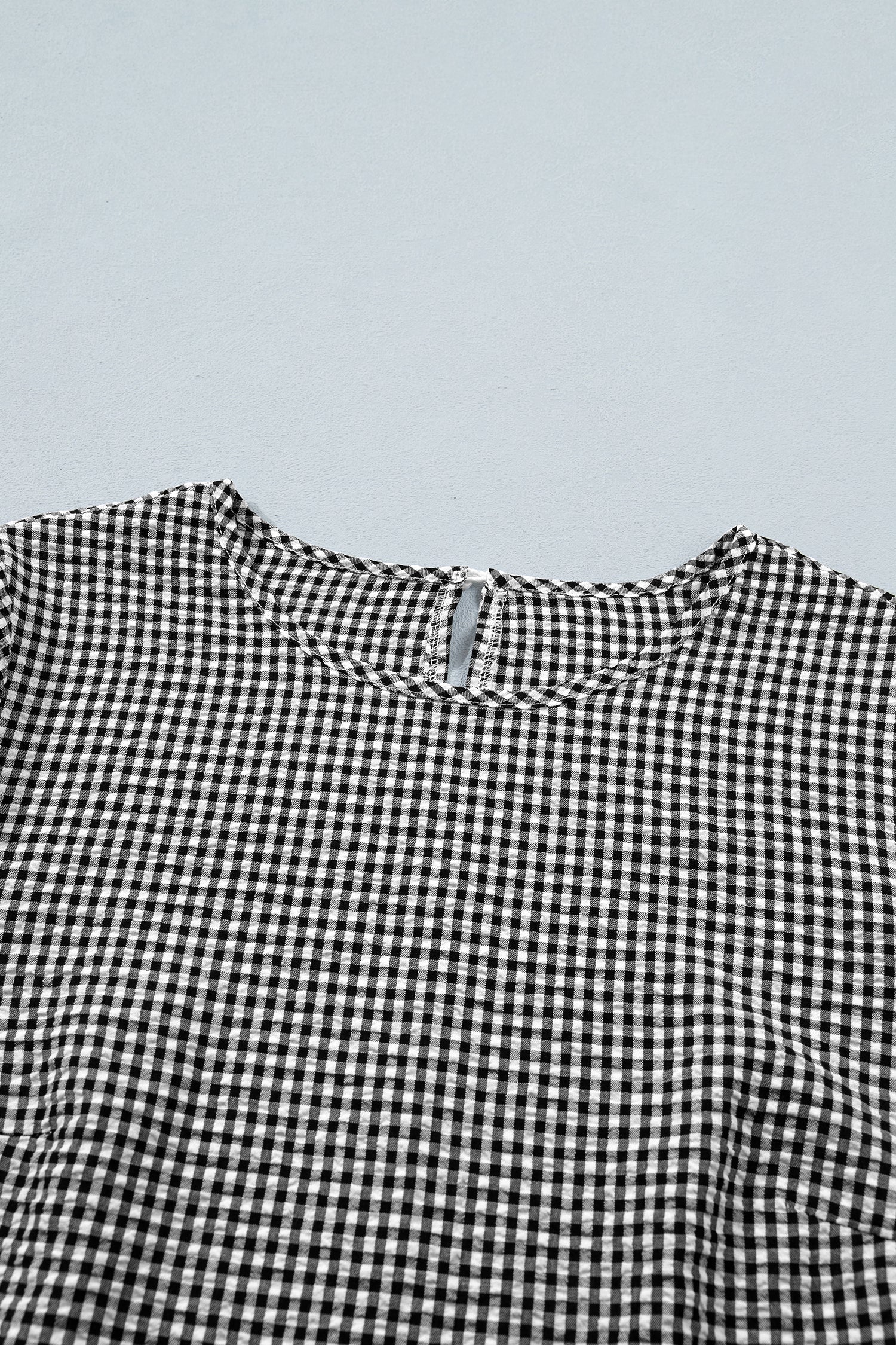 Carolina Ruffled Half Sleeve Blouse with Bow Detail and Plaid