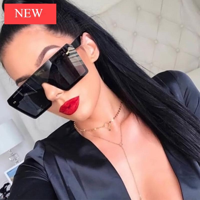 Oversized Square Gradient Sunglasses with UV400 Protection