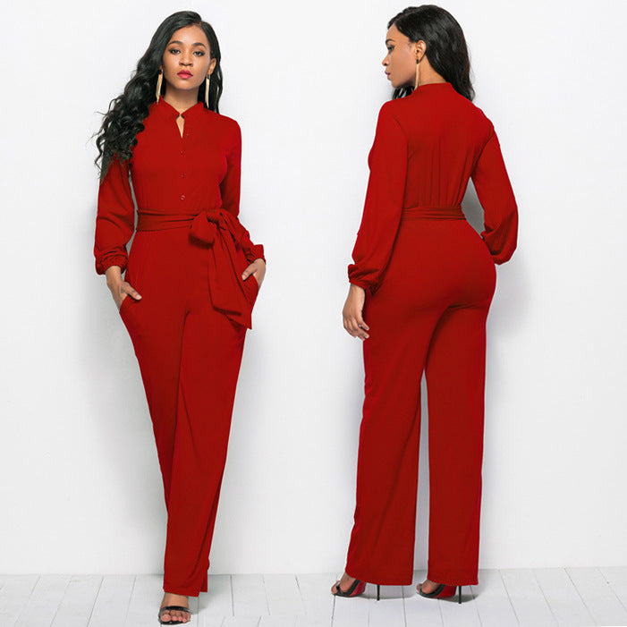 Plus Size Long Sleeve Jumpsuit for Women