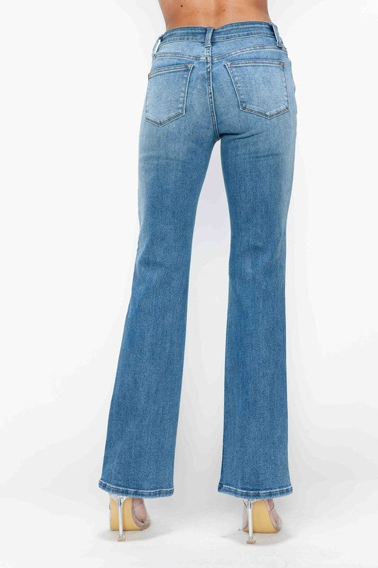 Cat's Whiskers Mid Rise Bootcut Jeans | Medium Blue Denim