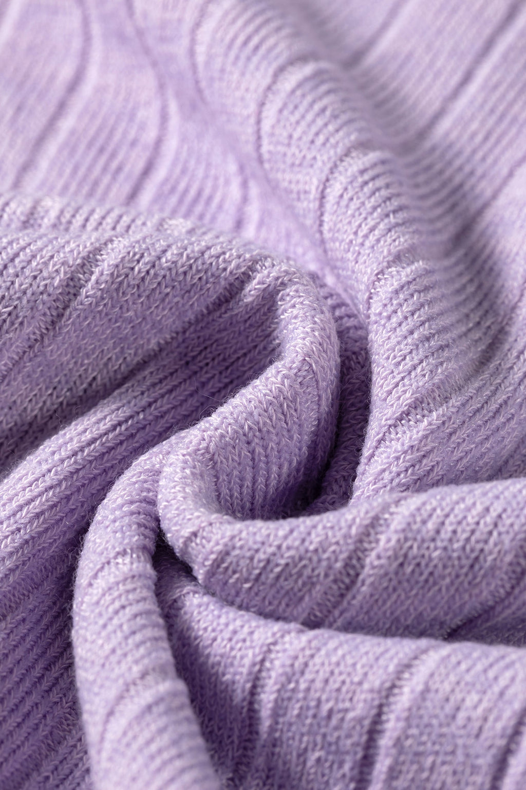 Solid Ribbed Knit Round Neck Long Sleeve Top