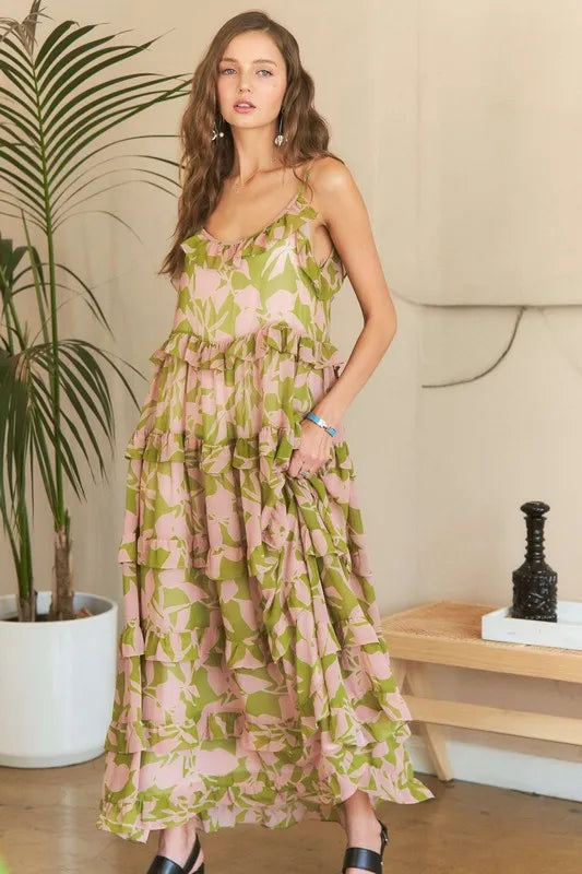 Ruffled Tiered Scoop Neck Cami Summer Dress