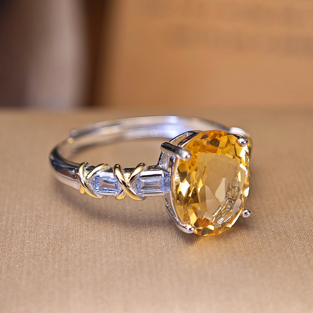 Versatile Open-Style Womens Natural Citrine Ring