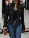 Military Inspired Open Front Long Sleeve Jacket for Women