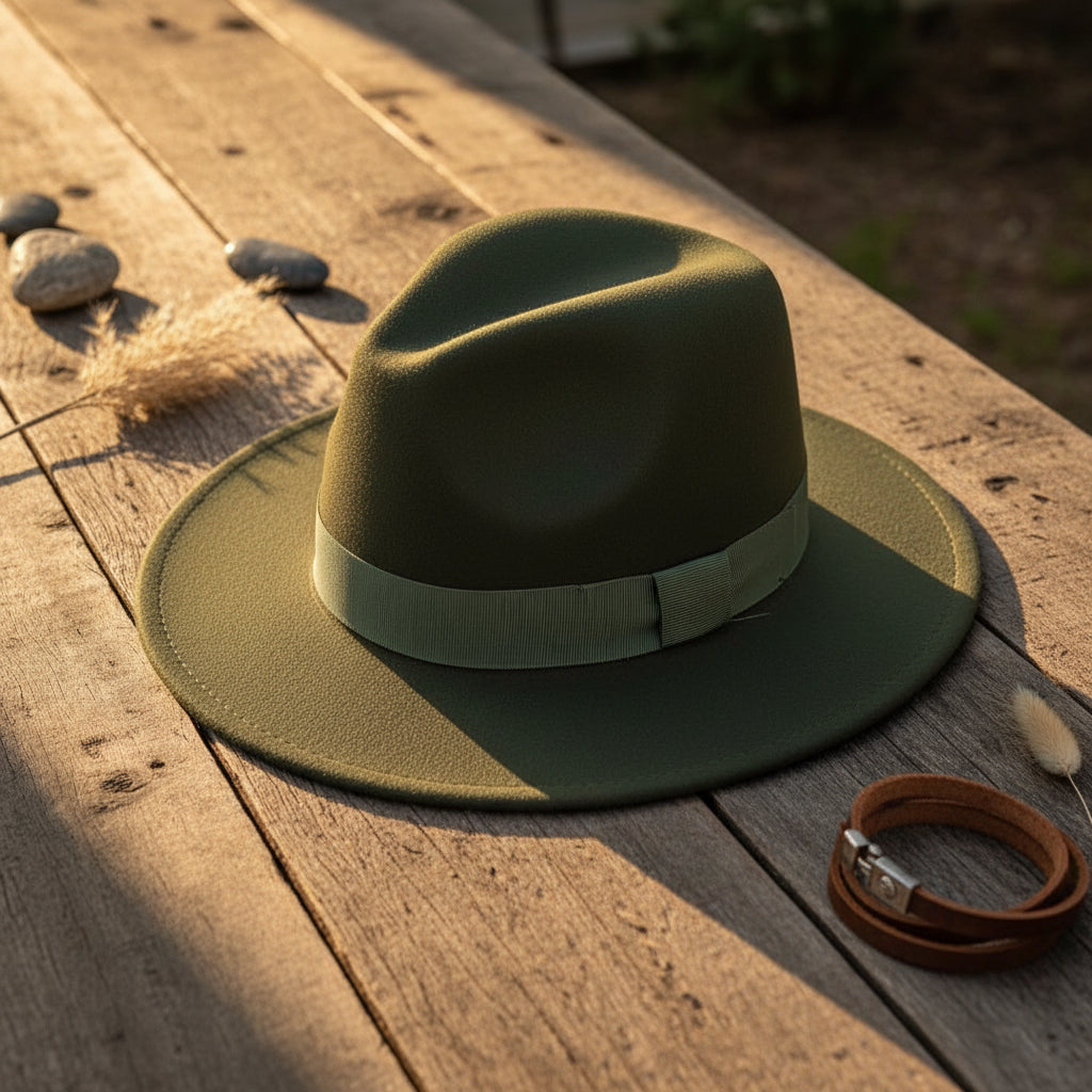 Wide Brim Bell Crown Felt Hat – Unisex Minimalist Sun Hat