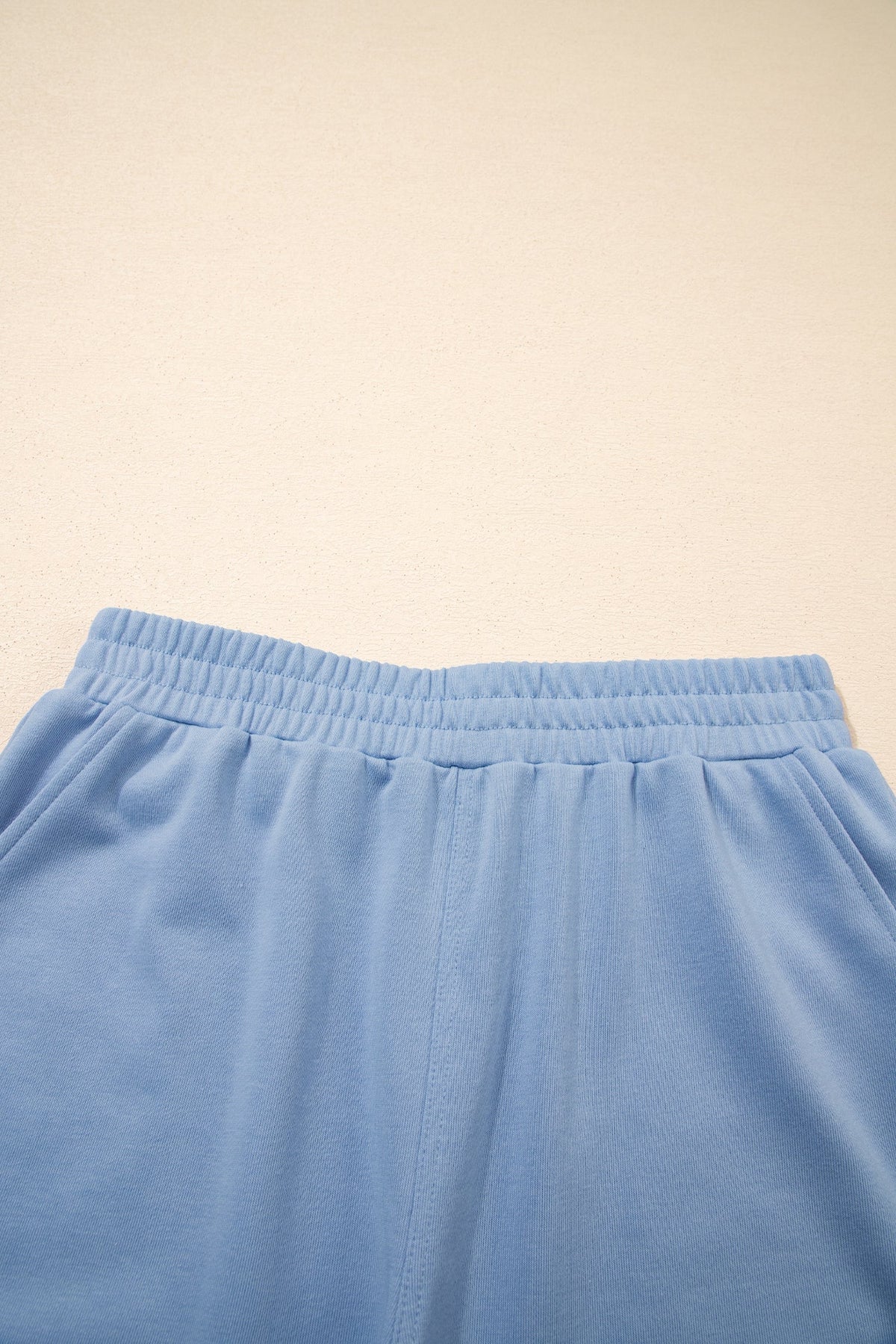 Solid Textured Raw Edge Top and Short Set