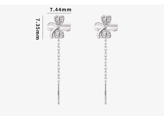 Sterling Silver Long Earrings With Diamonds