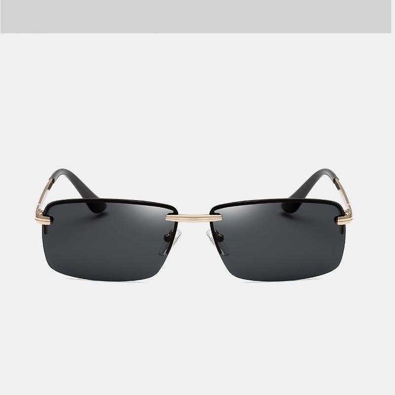 Classic Retro Rimless Polarized Sunglasses for Men Gold Frames
