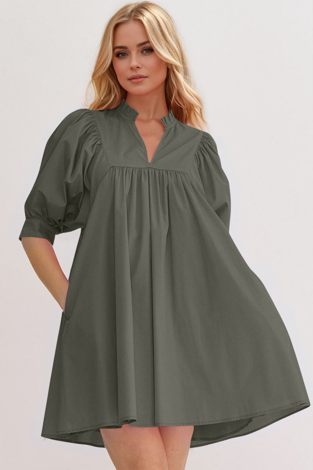 Pink Puff Sleeve Mini Dress – Casual Feminine Summer Dress