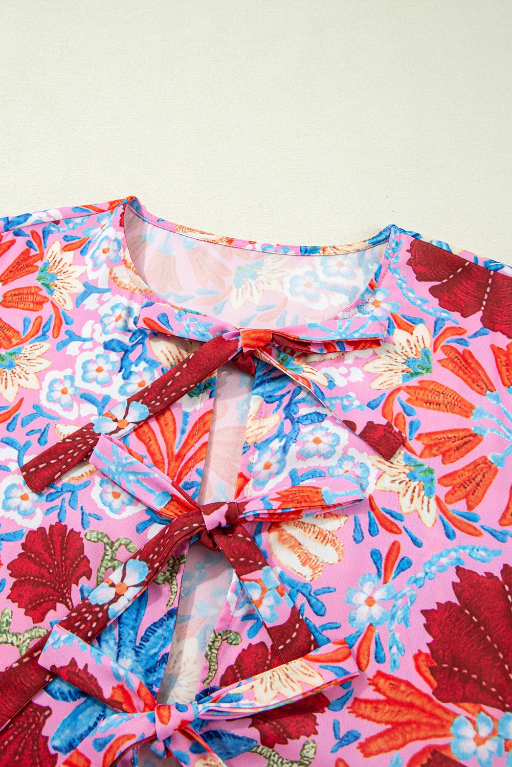 Women's Floral Tie-Front Midi Dress