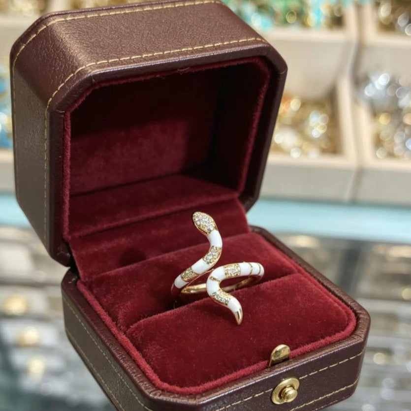 Snake Zodiac Index-Finger Ring, Adjustable Gold Statement Piece