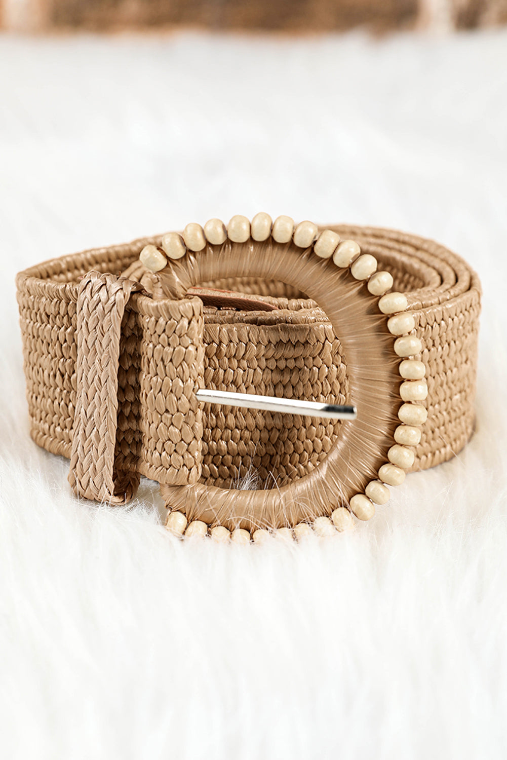 Beaded Straw Woven Belt for Women