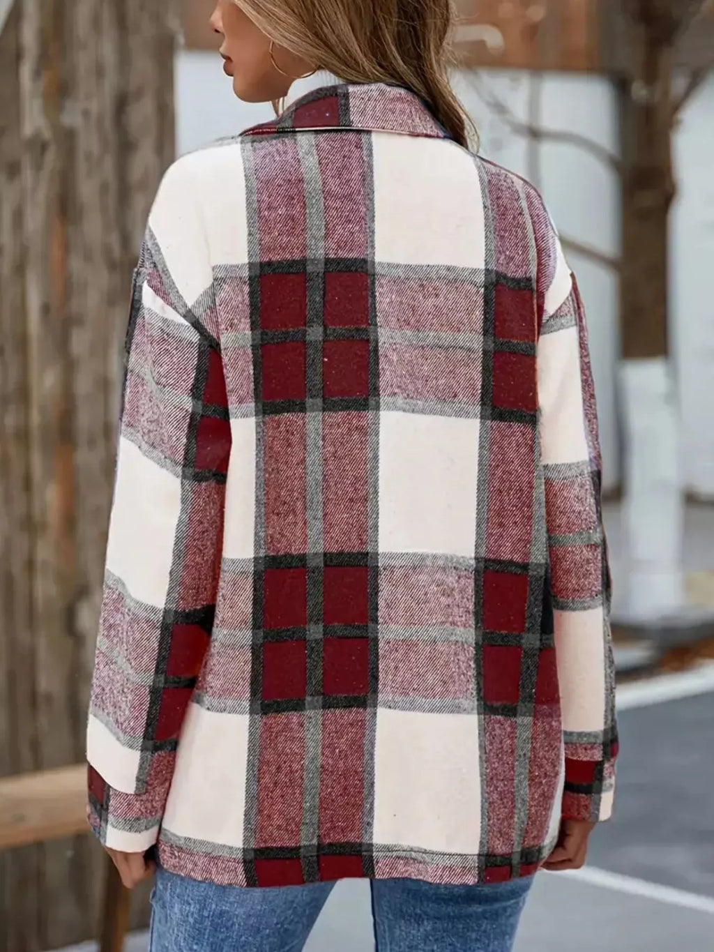 Plaid Button-Up Long Sleeve Shacket