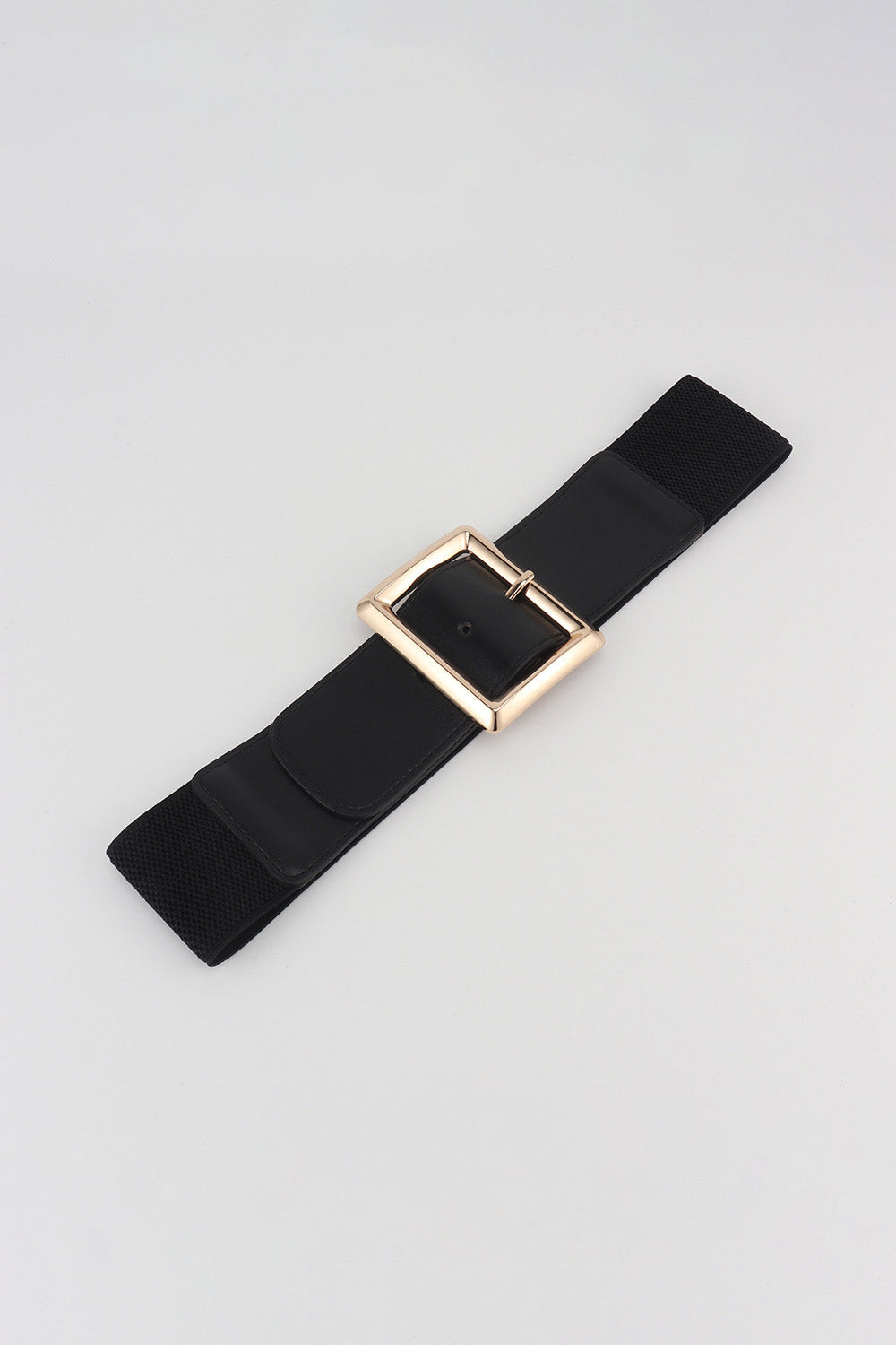 Rectangle Buckle Elastic Wide Belt | PU & Alloy