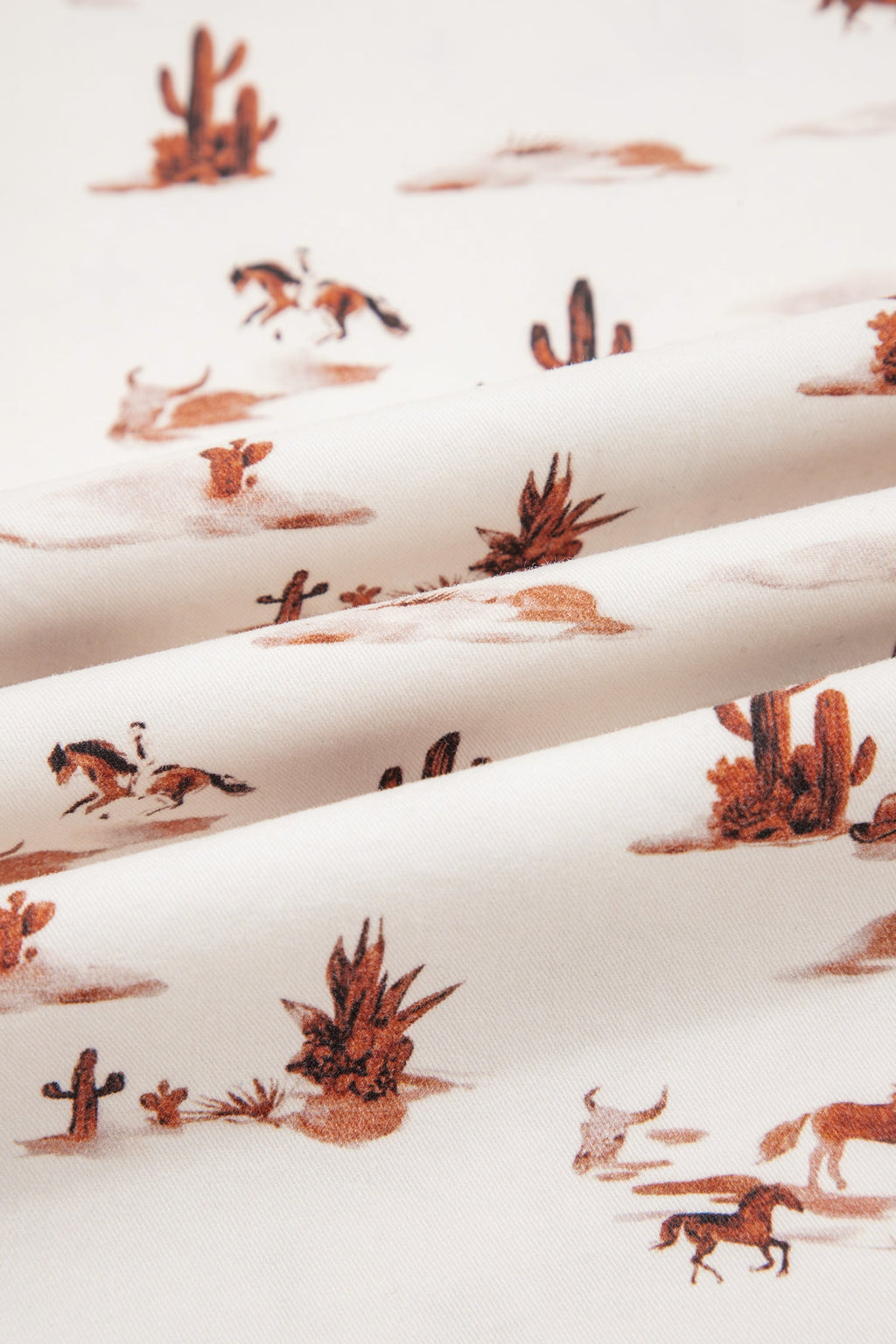 Western Cactus Print Cotton Dungaree Jumpsuit in White - Image 5