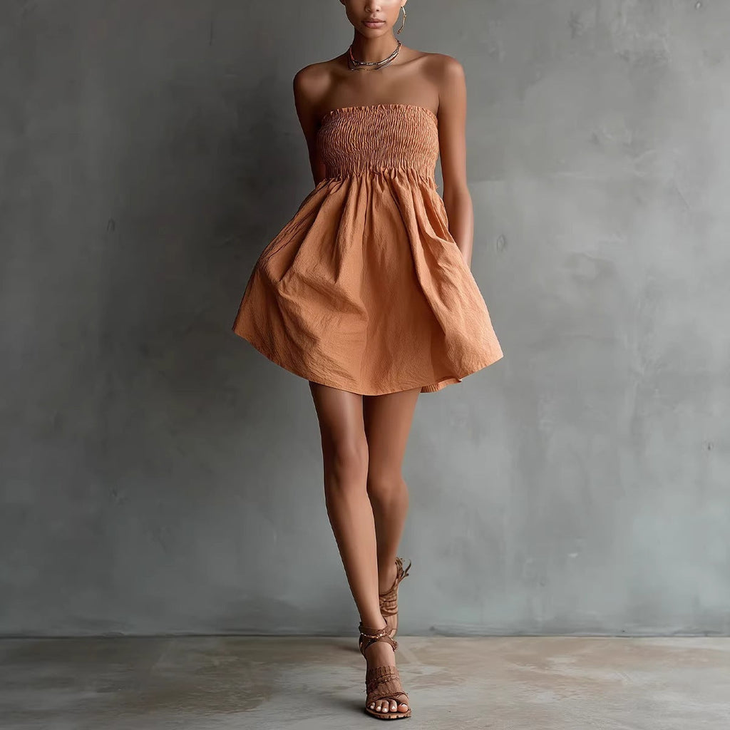 Women's Strapless Tube Mini Dress with Smocked Elastic Waist - Image 6