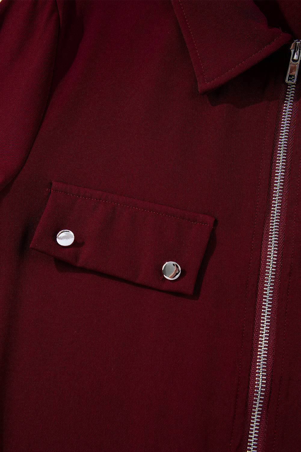 Dusk Blue Collar Tab Sleeve Zip Up Flap Detail Jacket