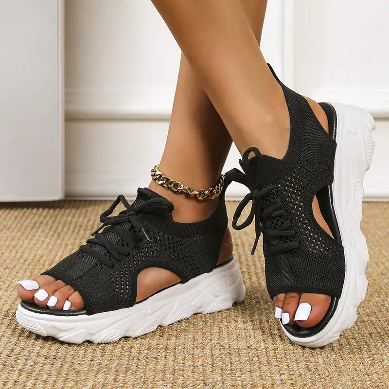 Women's Casual Hollow Thick Bottom Knit Beach Sandals - Image 41