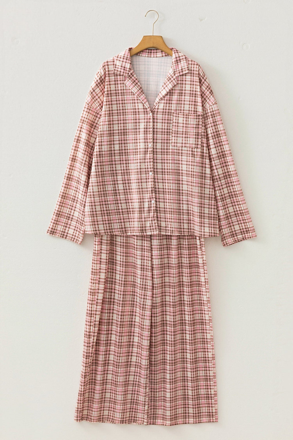 Plaid Long Sleeve Top & Pants Pajama Set