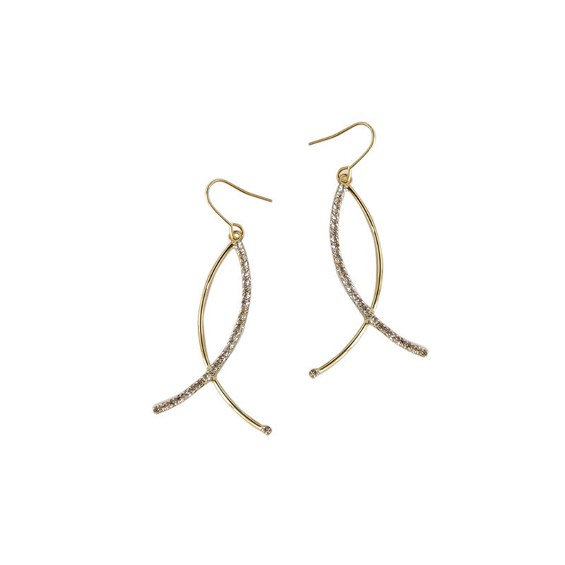 Fresh And Sweet Zircon-inlaid Cross-style Earrings