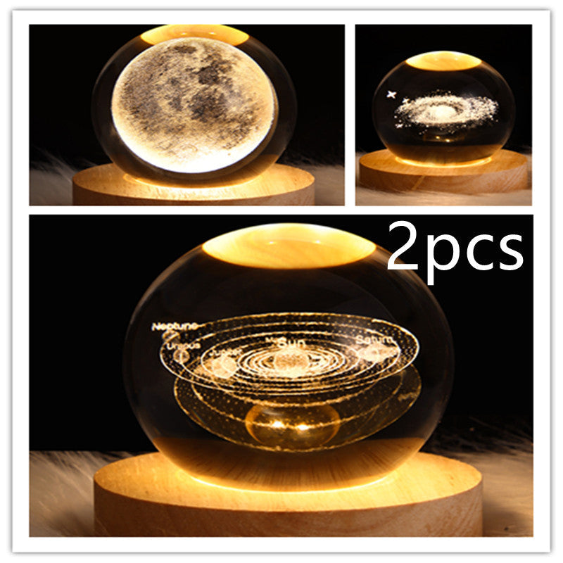 3D Galaxy Crystal Ball LED Night Light Planet Lamp Home Decor