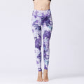 Marble Print High-Waist Yoga Leggings – Sculpted Fit Purple