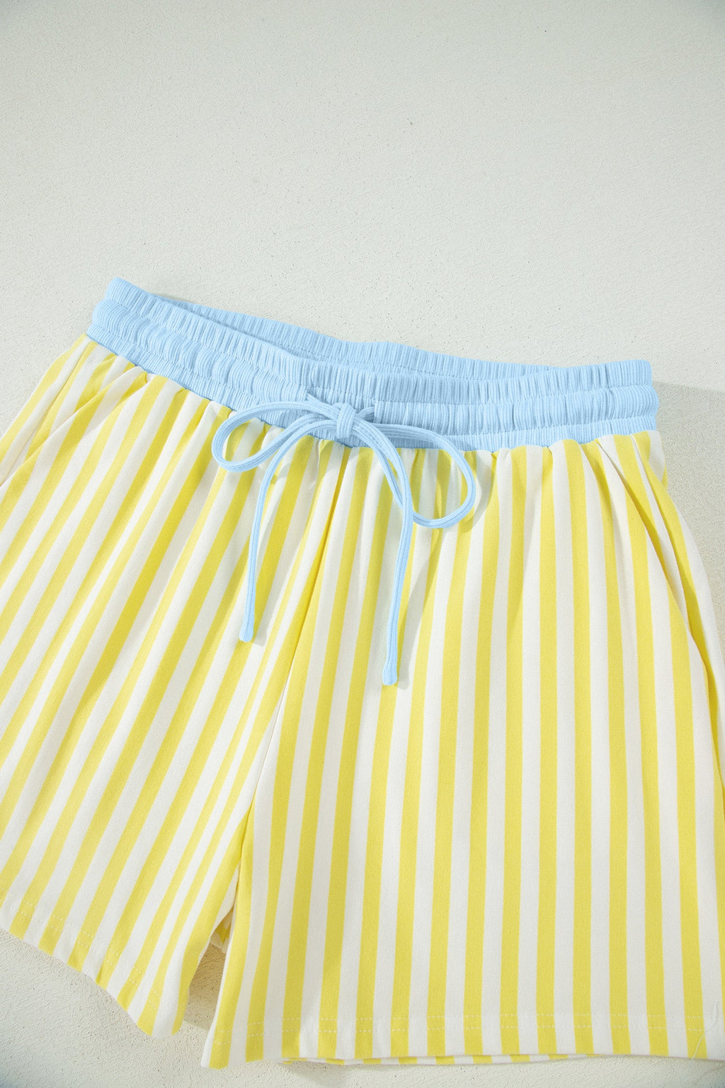 Stripe Colorblock V-Neck Tee & Drawstring Short Loungewear Set