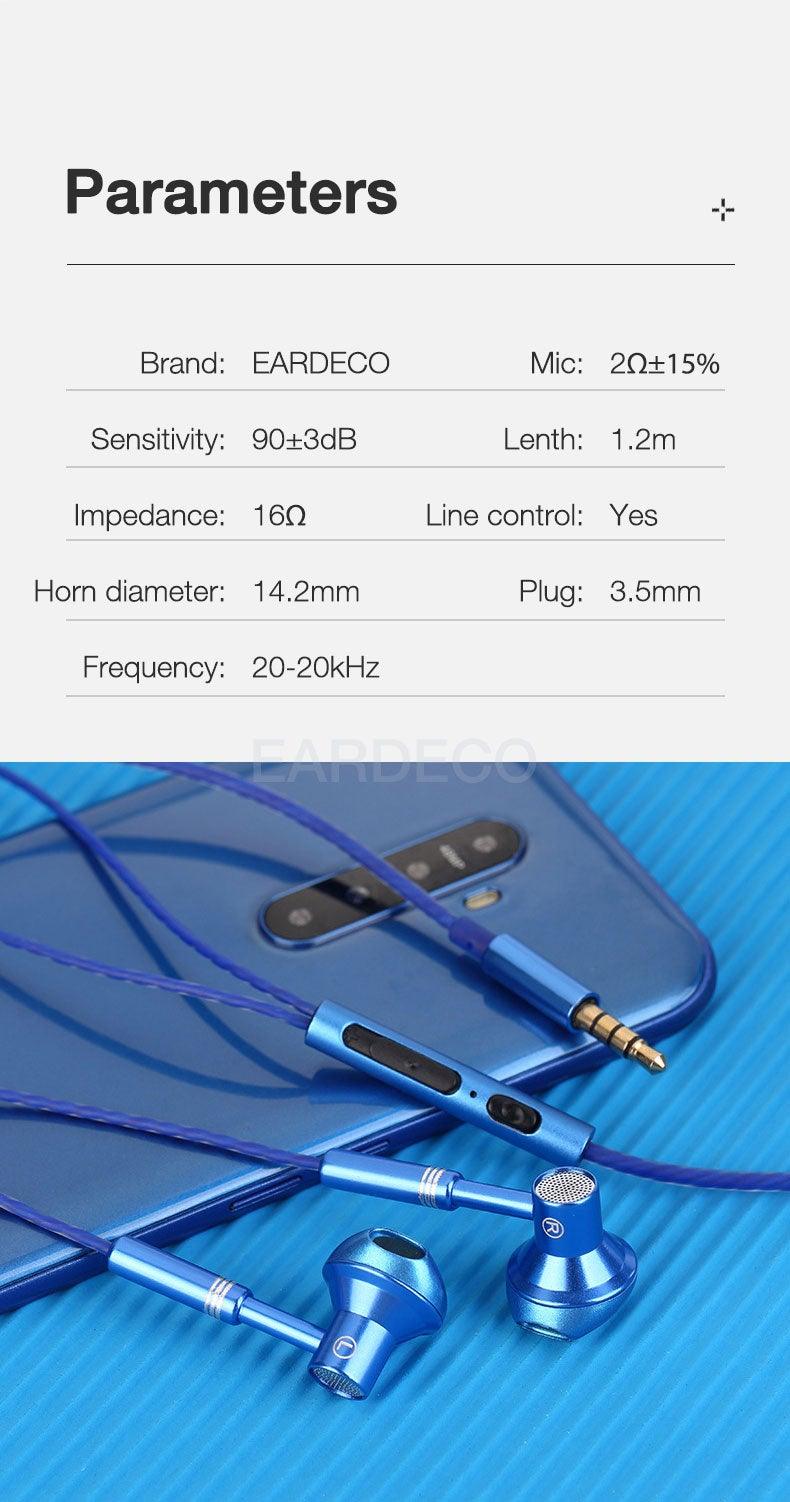 EARDECO 9D Stereo Wired Earphones with Mic and Volume Control
