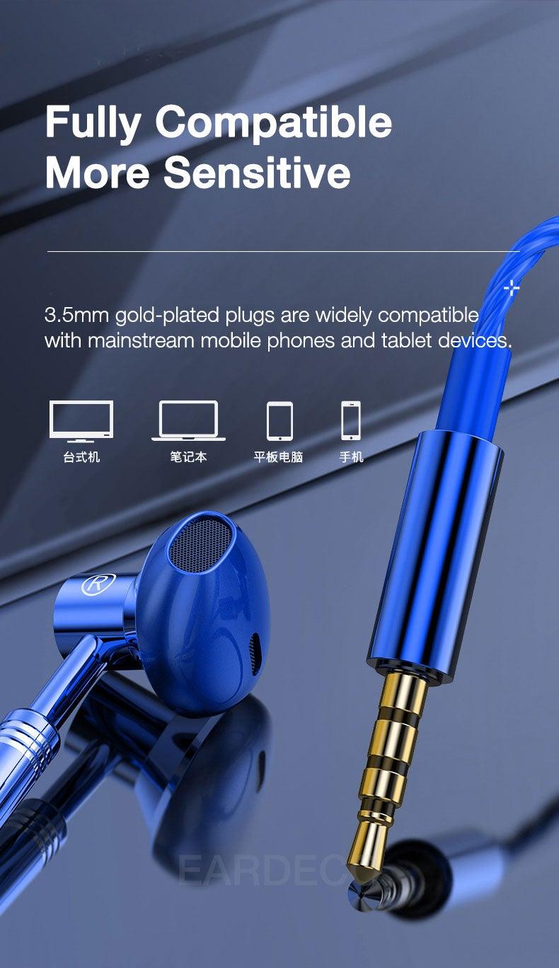 EARDECO 9D Stereo Wired Earphones with Mic and Volume Control
