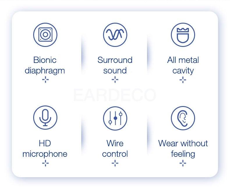 EARDECO 9D Stereo Wired Earphones with Mic and Volume Control