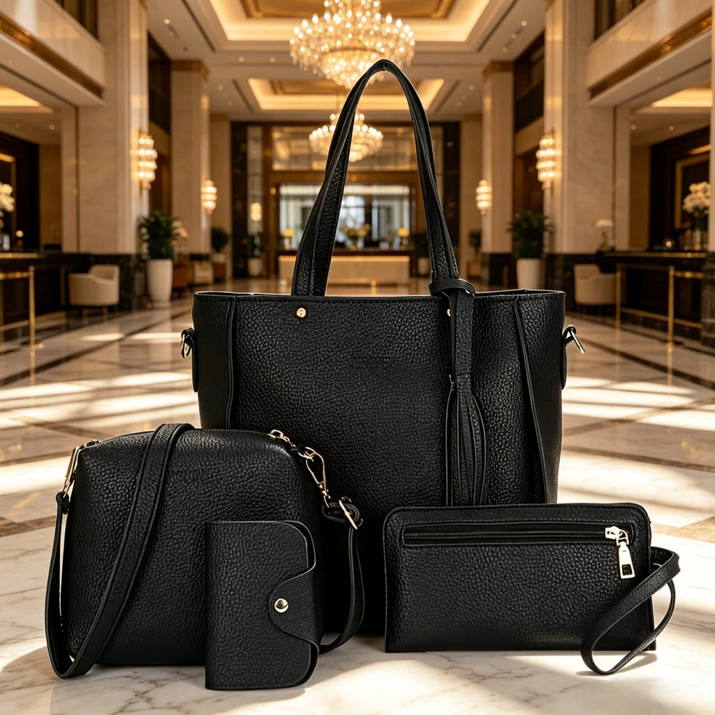 4Piece Chic Women's Purse Set Tote Crossbody Clutch Pouch