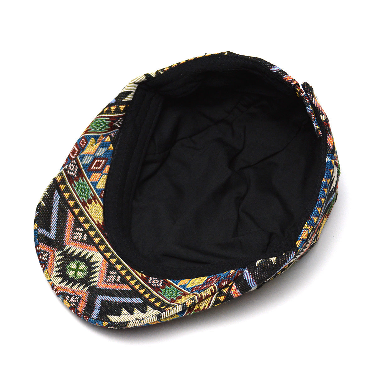 Women’s Retro Ethnic Print Beret Hat Chic Geometric Flat Cap - Image 3