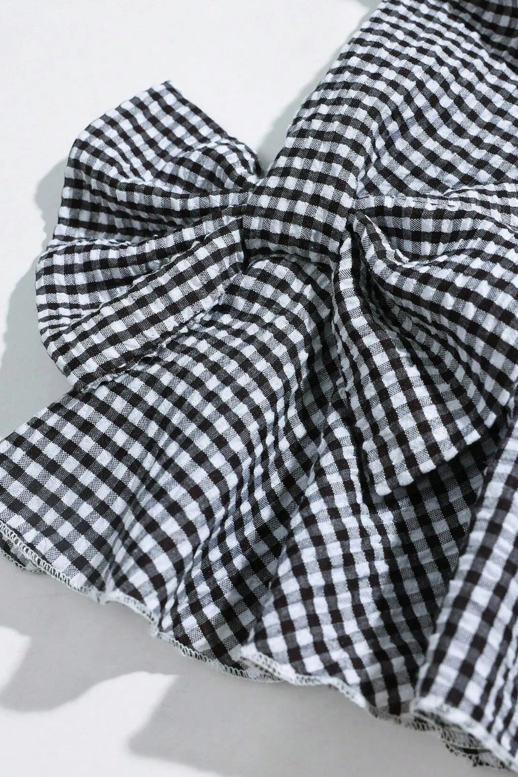 Carolina Ruffled Half Sleeve Blouse with Bow Detail and Plaid