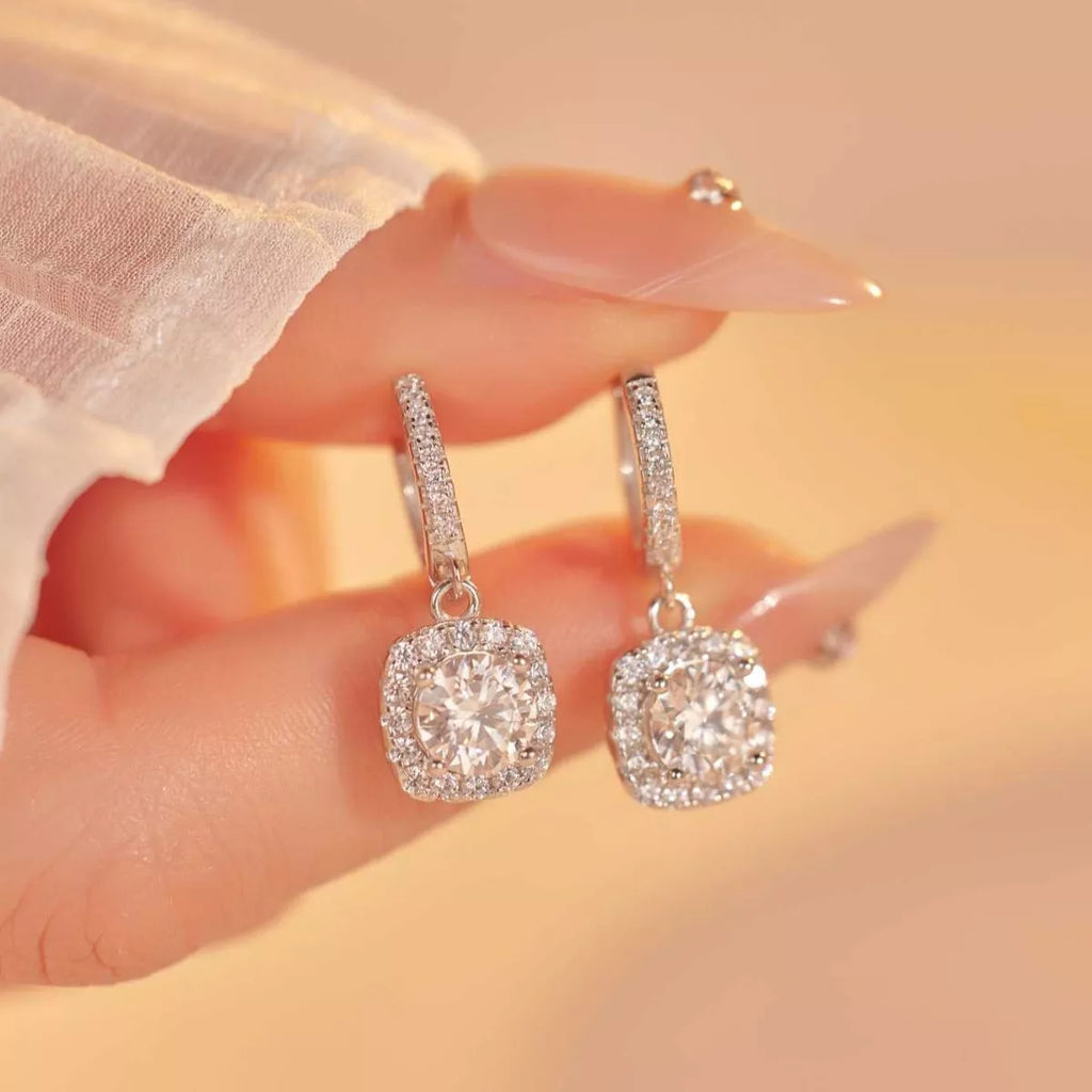 1 Carat Moissanite 925 Sterling Silver Hoop Drop Earrings