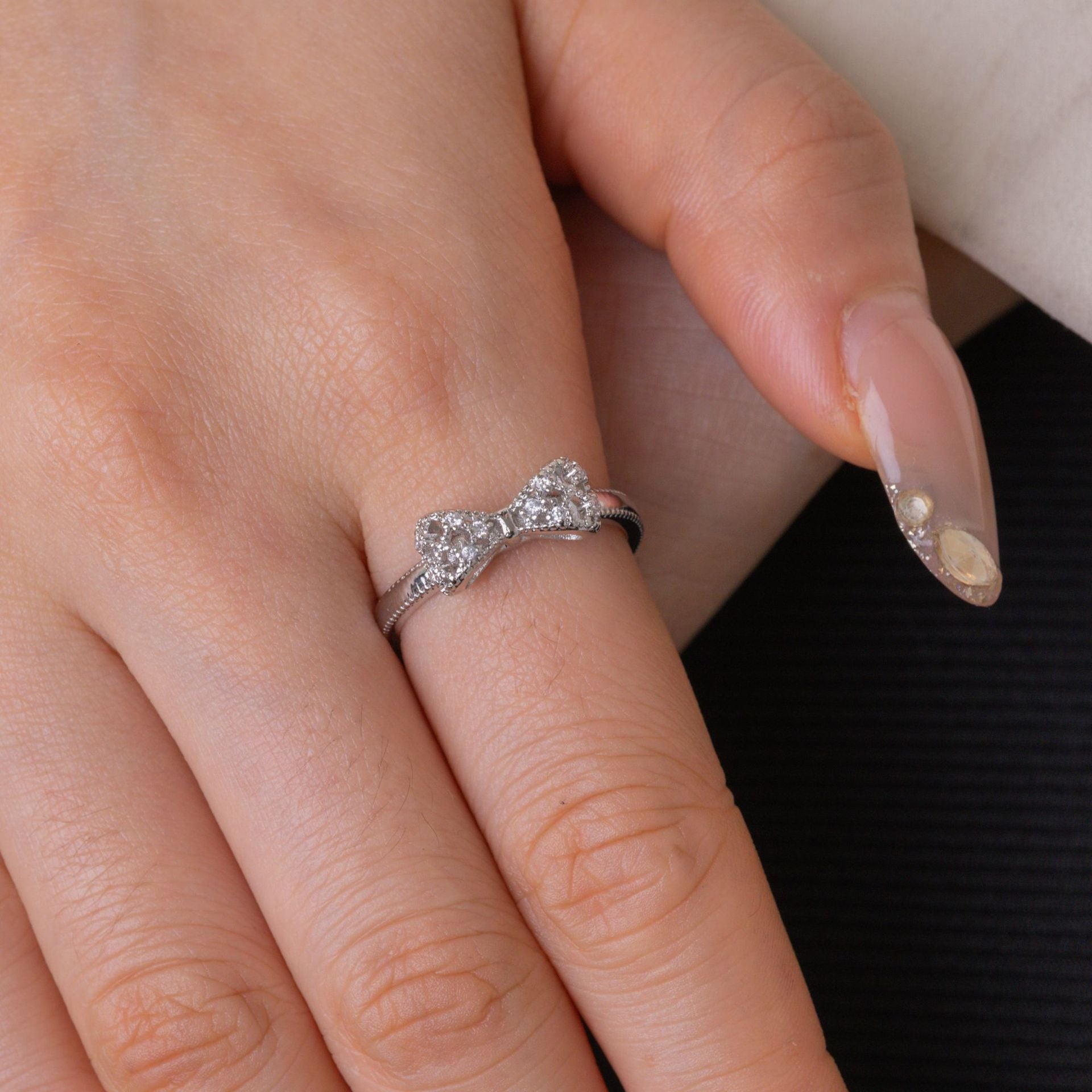 Best-selling Bow-knot Ring With Micro-paved Zircons