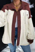 Contrast Collar Button-Up Utility Jacket with Pockets