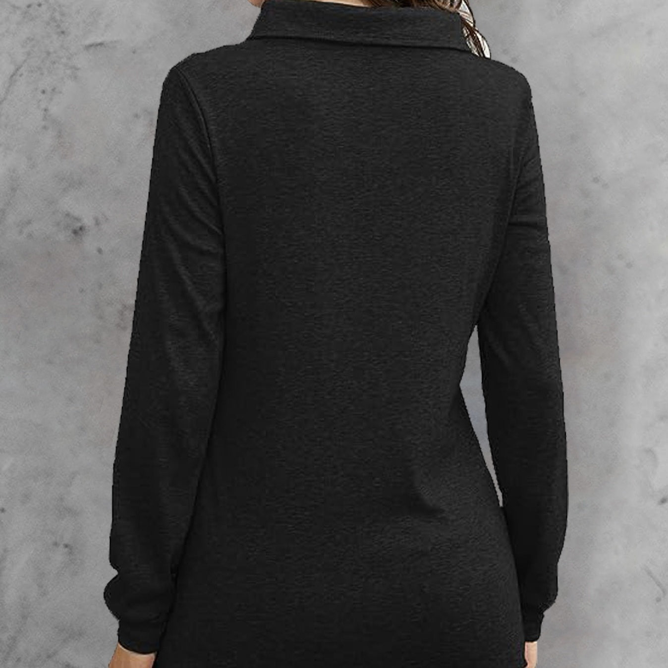 Women's Fashionable Long Sleeved Hood Collar Button Waist Top T-shirt