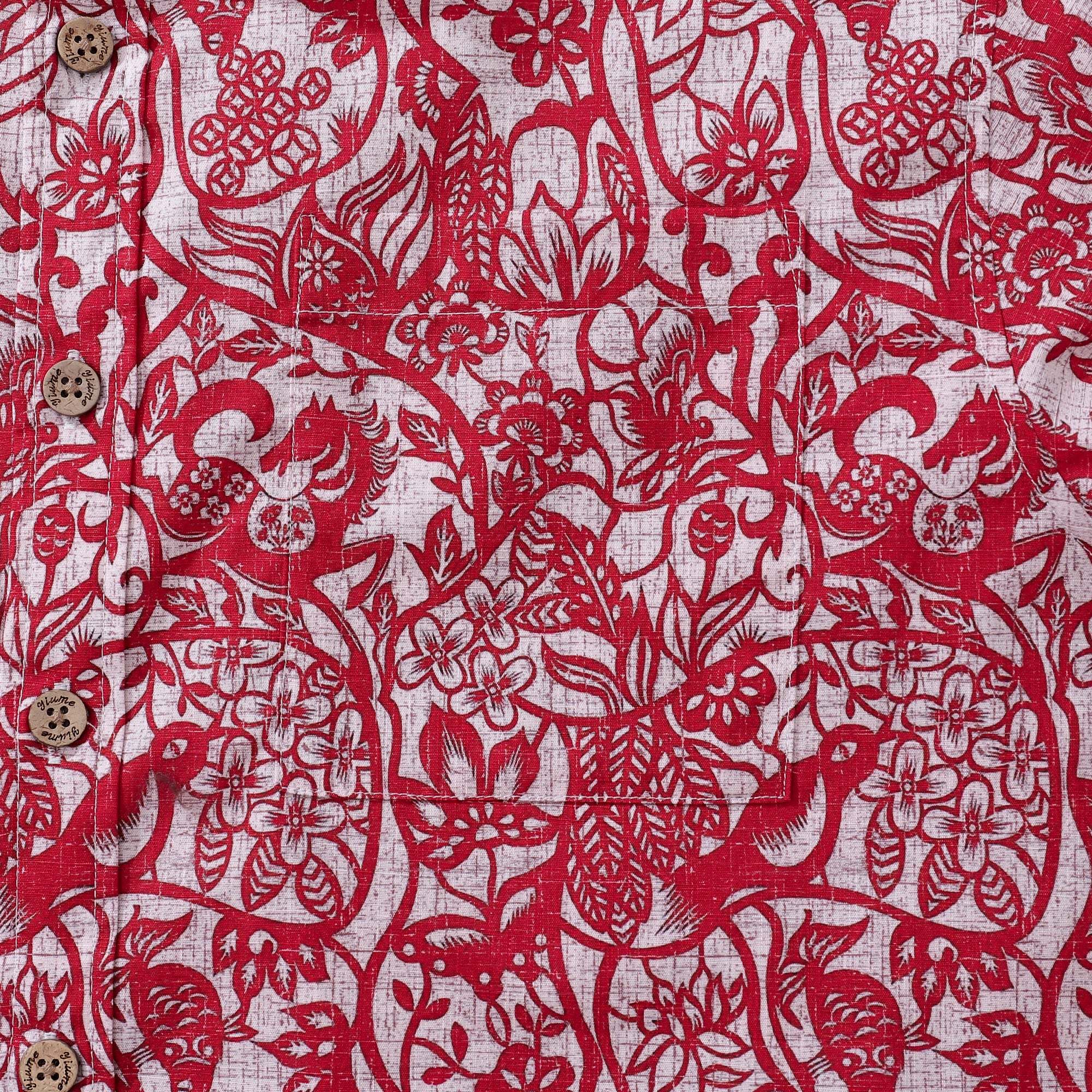 Hawaiian Shirt For Men Paper-Cut Painting Button-down Shirt Short Sleeve 100% Cotton Shirt By Yakima