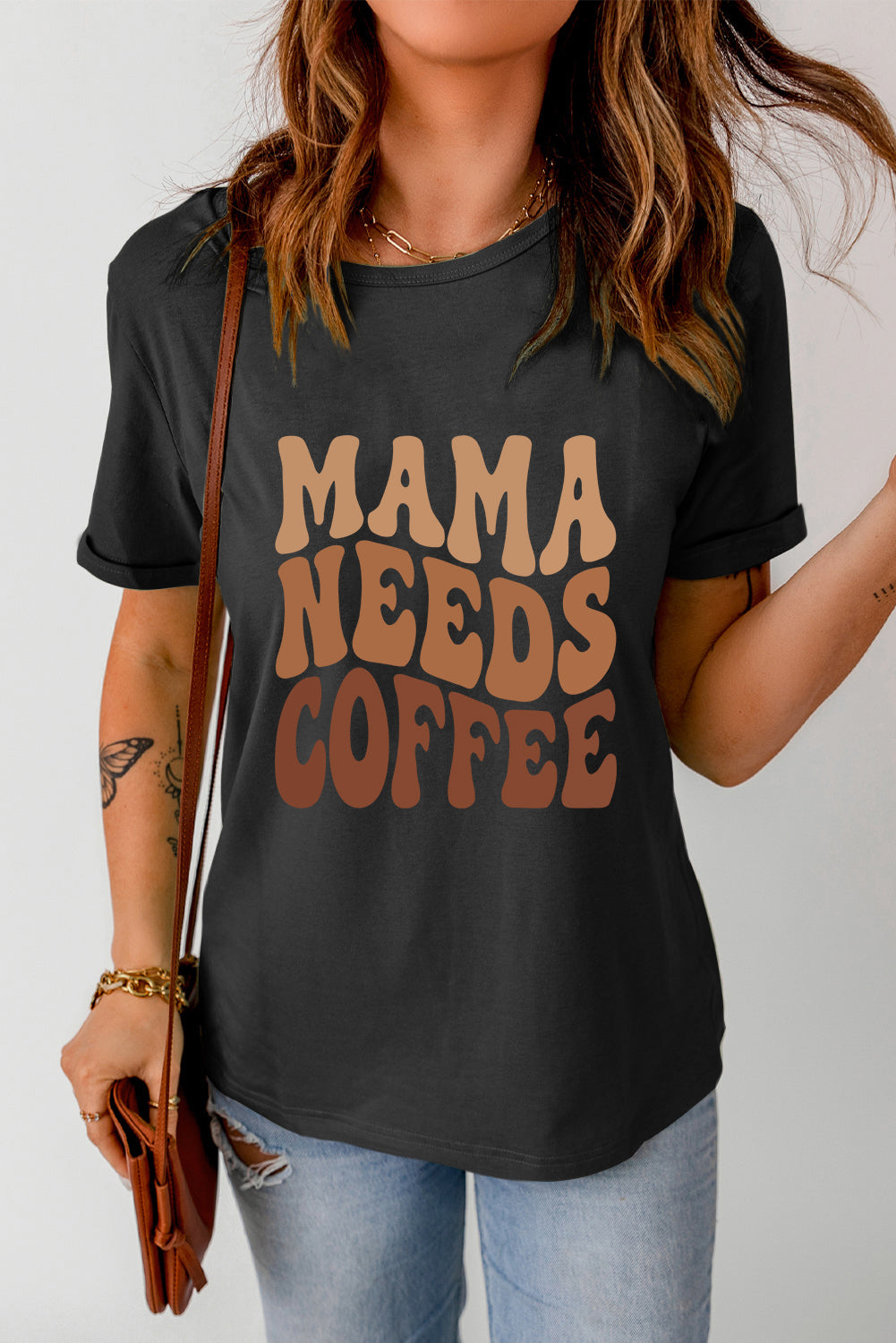 Black MAMA NEEDS COFFEE Graphic T-Shirt | Soft Cotton Blend