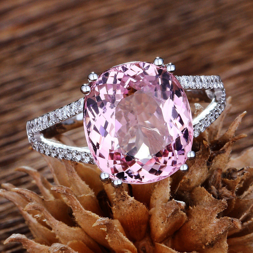 New European  American Fashion Engagement Ring,  Tourmaline Inlaid Jewelry