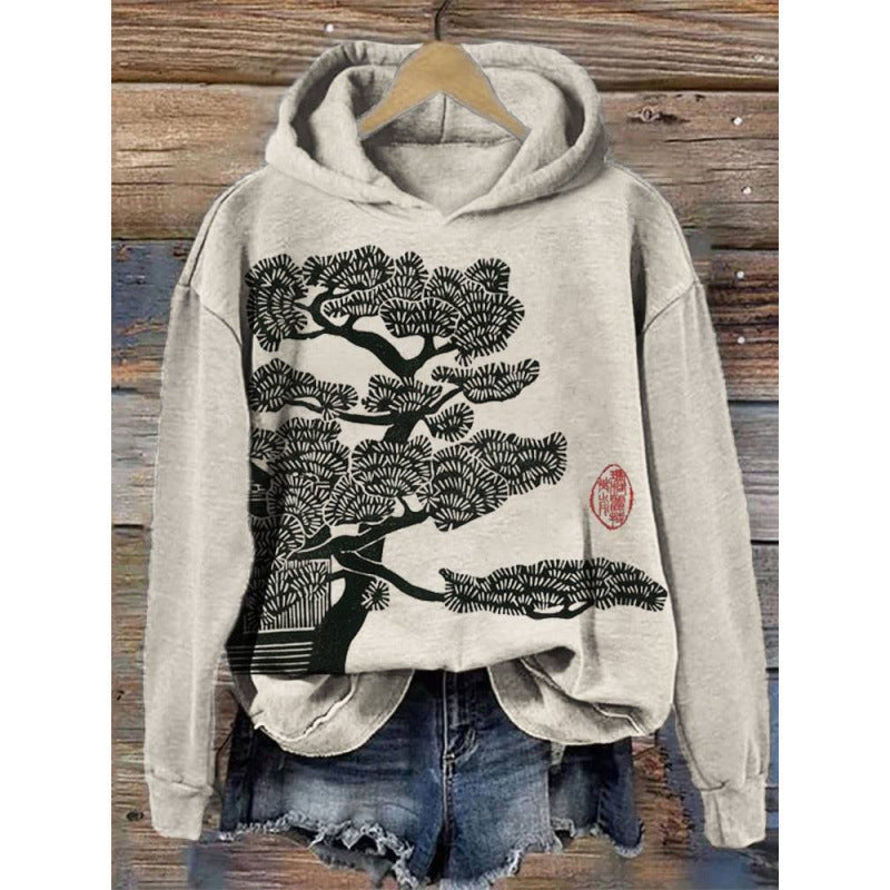 Women Printed Hooded Long Sleeve Graphic Pullover Sweatshirt - Image 11